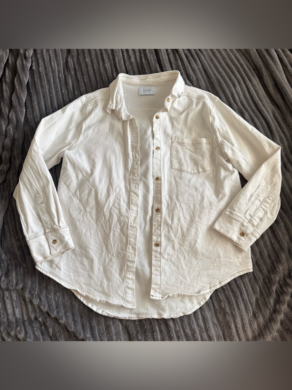 Legoe Heritage White Denim Cotton Long sleeve jean jacket shirt maternity top